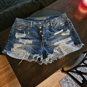 Distressed Blue Denim Shorts